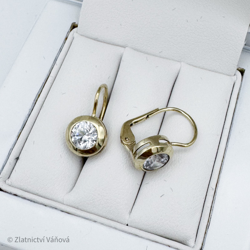 Žluté zlato náušnice na klapku